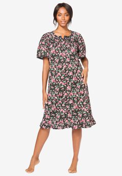 Short Floral Print Cotton Gown