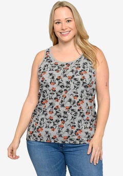 Disney Minnie Mouse Tank Top Shirt All-Over Print Red T-Shirt