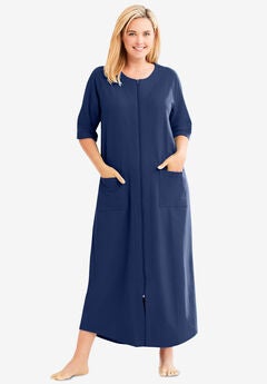 Long French Terry Zip-Front Robe