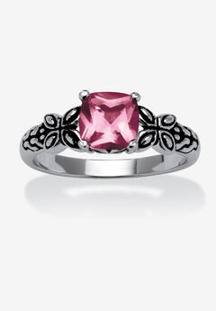 Cushion-Cut Birthstone Ring In Sterling Silver