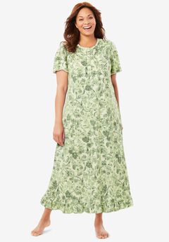 Long Floral Print Cotton Gown