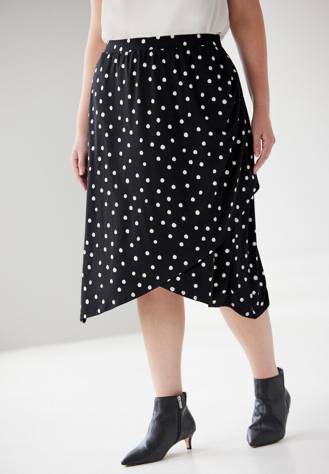 Ruched Skirt, BLACK TOSSED DOT, hi-res image number null