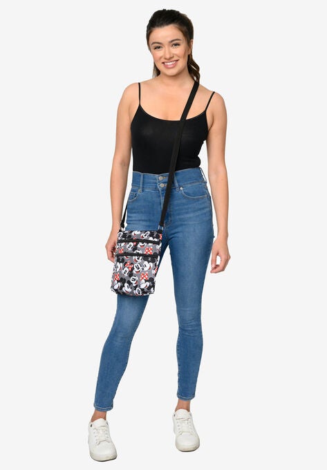 Mickey & Minnie Mouse Faces Smiles Passport Bag Travel Crossbody Purse, , alternate image number null