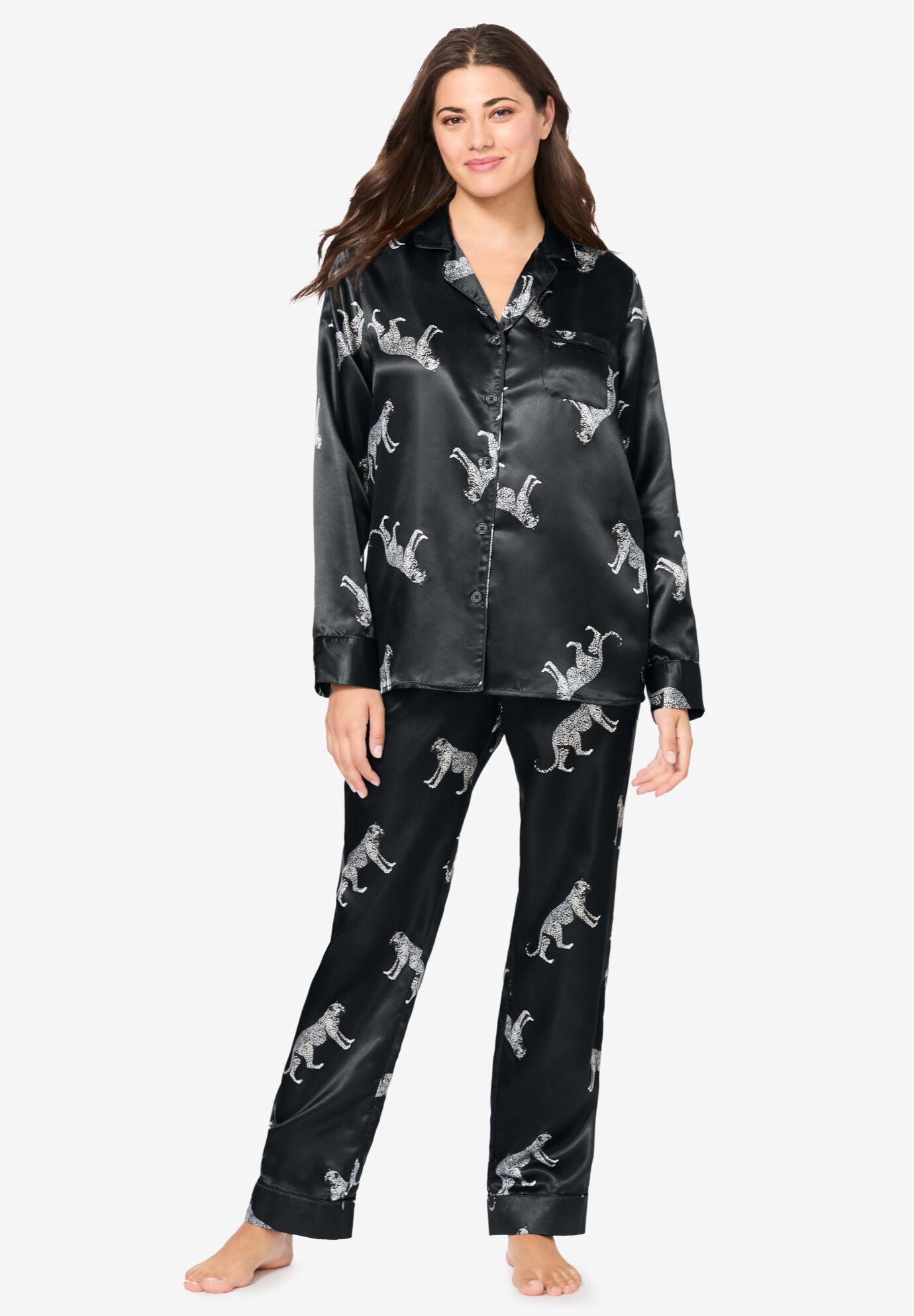 Silver Bloom Satin Pajama Set main image 0