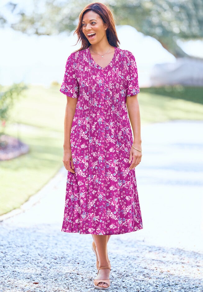 Short-Sleeve Button-Front Dress, , alternate image number 4