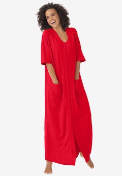 Long French Terry Zip-Front Robe