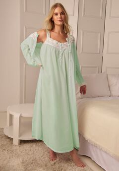 Long 2-Piece Cabbage-Rose Peignoir Set