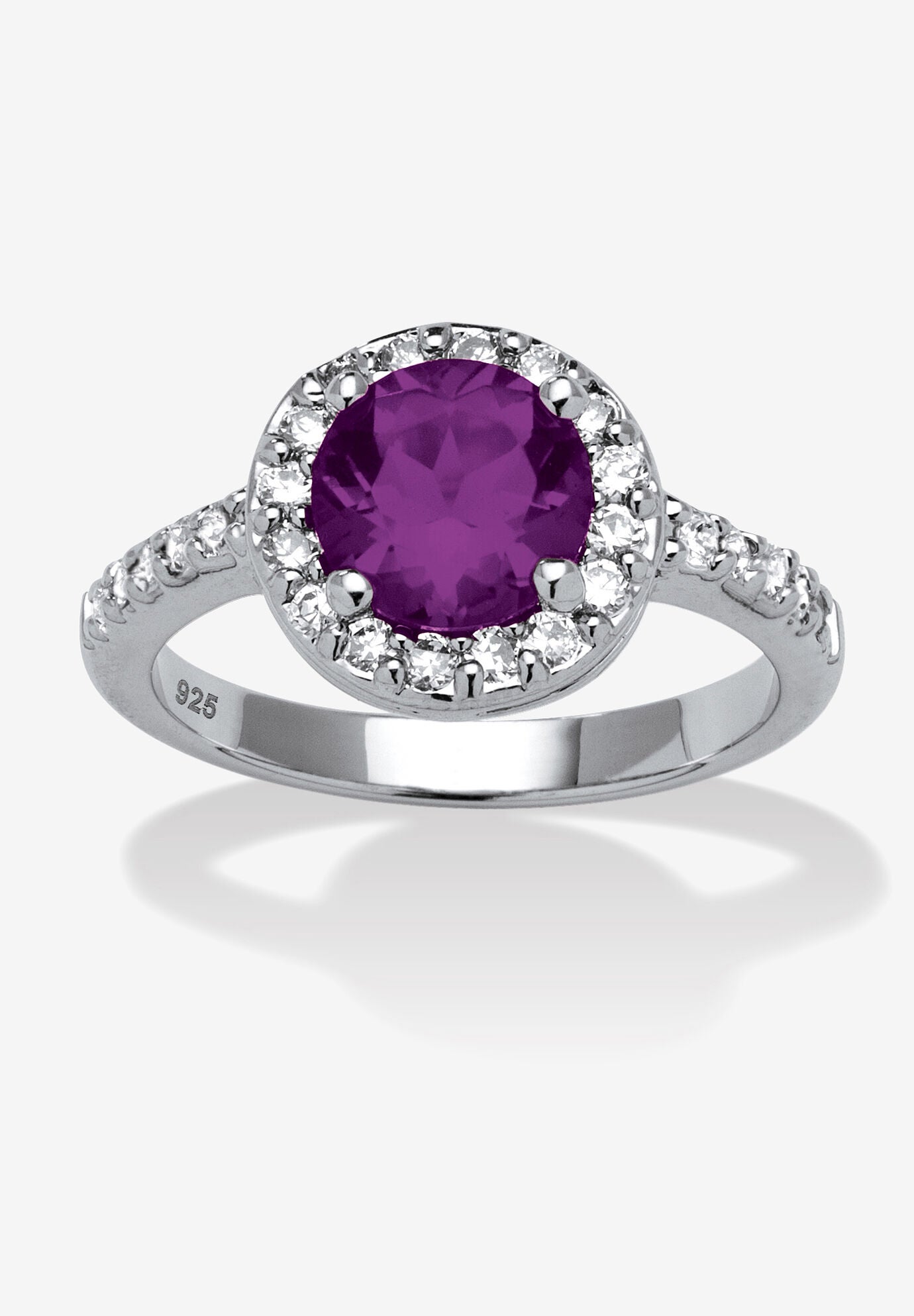 Sterling Silver Simulated Birthstone and Cubic Zirconia Ring, FEBRUARY, hi-res image number 0