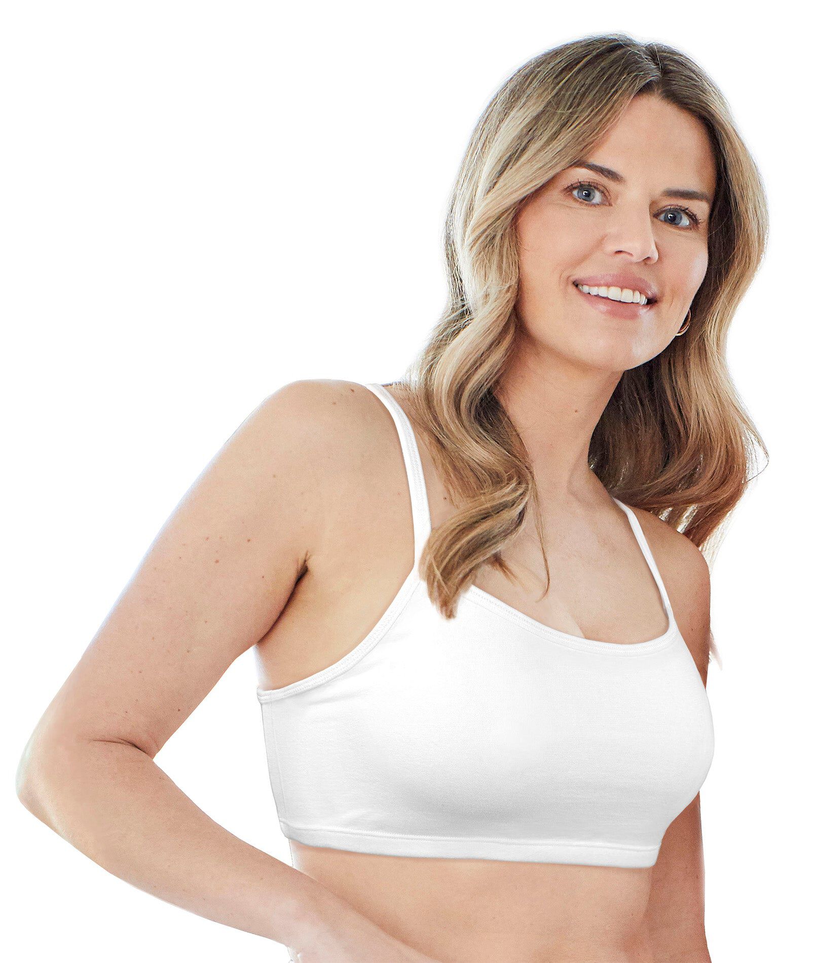 Bestform Spaghetti Strap Cotton Pullover Sports Bra 3-Pack - 5009036PP, WHITE NUDE BLACK, alternate image number 2