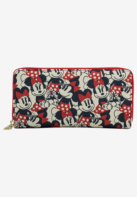 Loungefly x Disney Women's Mickey & Minnie Mouse Zip Around Wallet Navy, , on-hover image number null