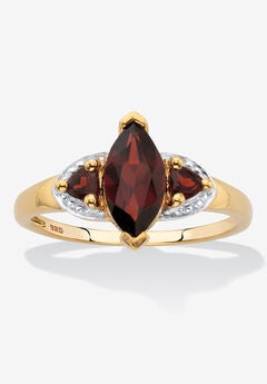 Yellow Gold Over Silver Marquise Cut Red Garnet Ring (1 11/16 cttw.)