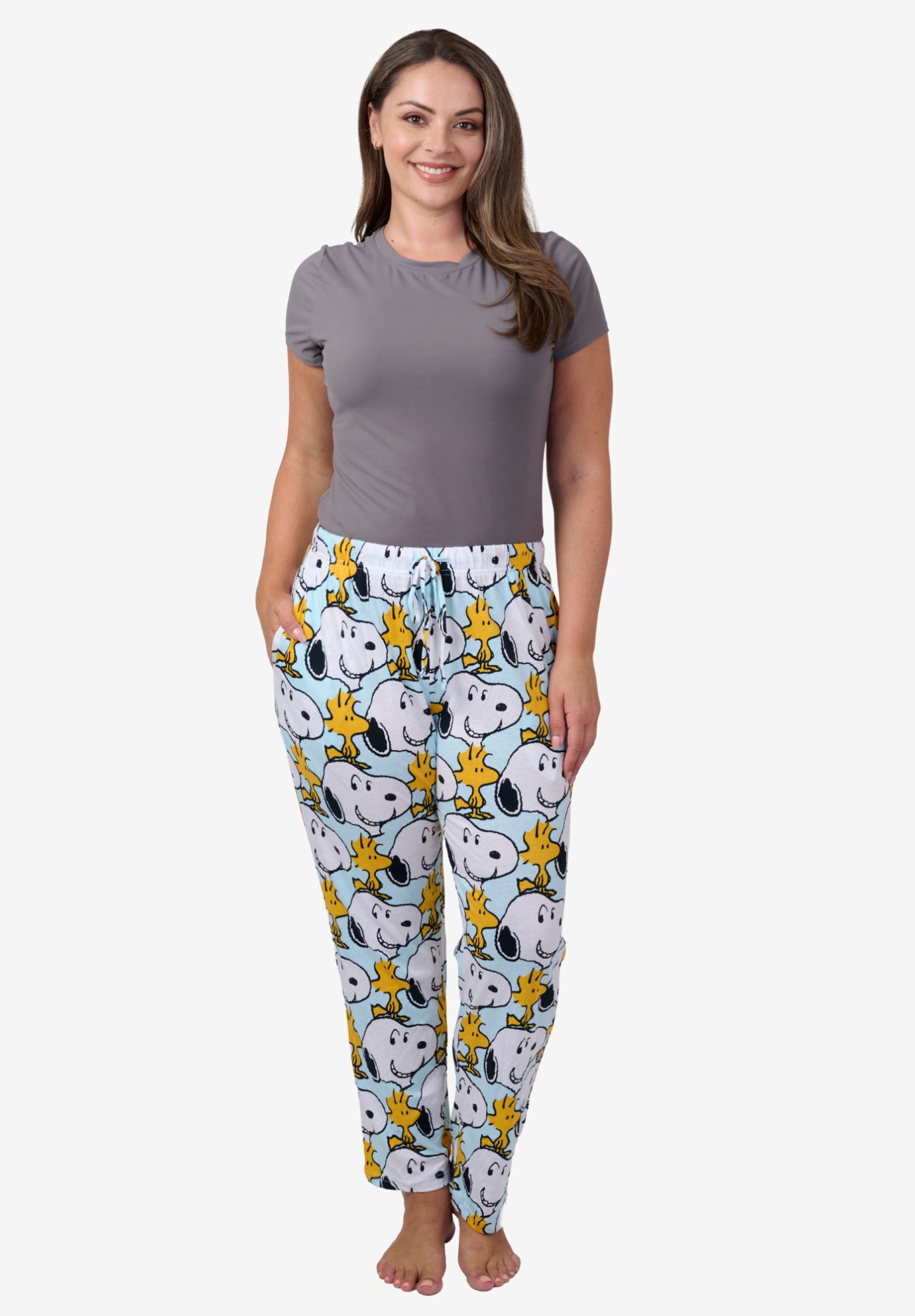 Peanuts Snoopy Pajama Pants Allover Print Sleep Loungewear Bottoms, BLUE, alternate image number 4