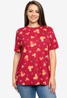 Disney Mickey Minnie Mouse T-Shirt All-Over Print Christmas, RED, hi-res image number null