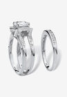 Cubic Zirconia Round Bridal Ring Set in Platinum over Sterling Silver, , on-hover image number null