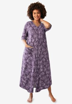 Long French Terry Zip-Front Robe
