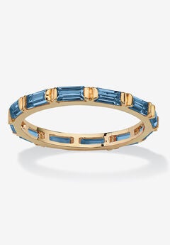 14K Yellow Gold-Plated Birthstone Baguette Eternity Ring