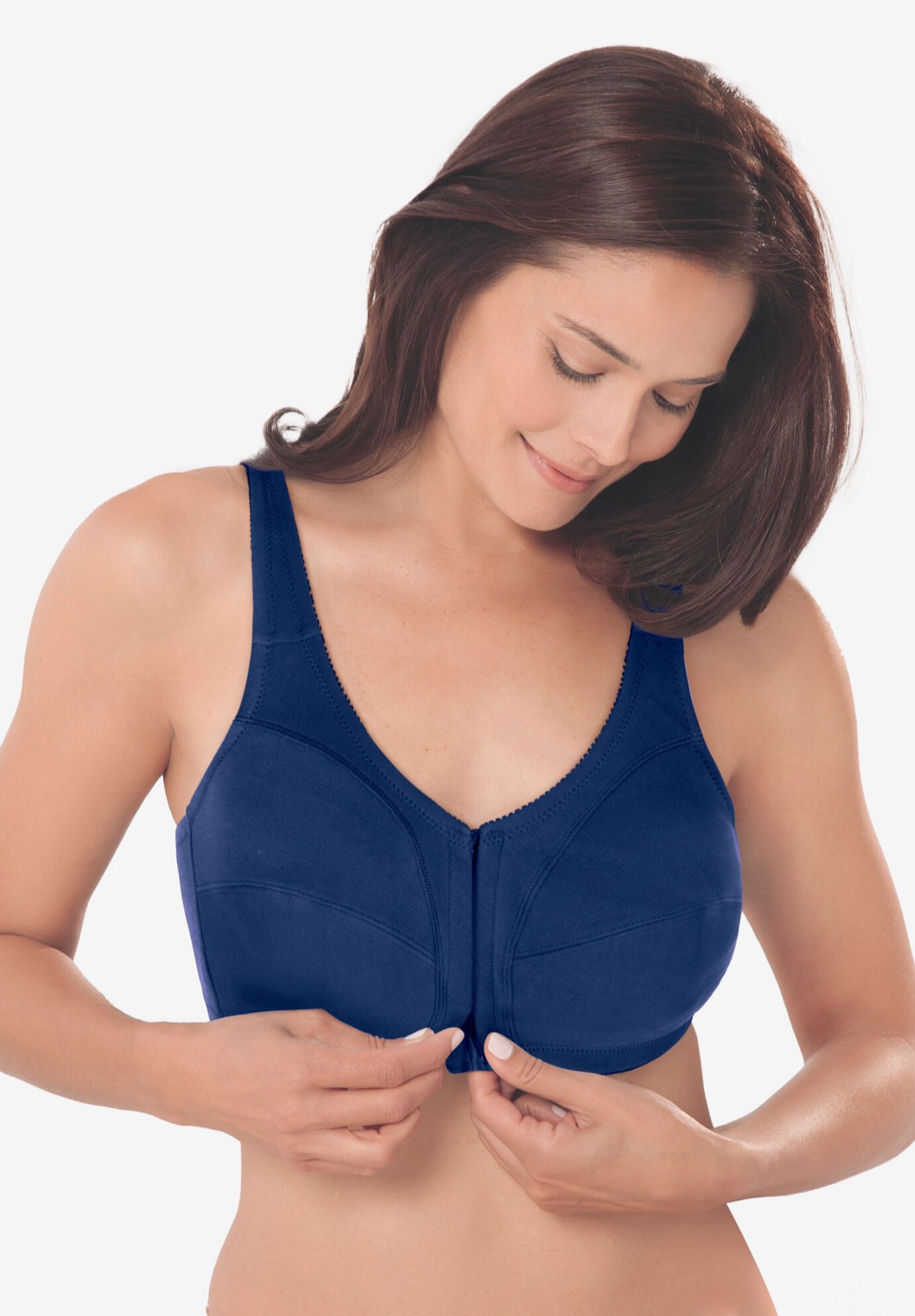 Cotton Front-Close Wireless Bra, , alternate image number 6