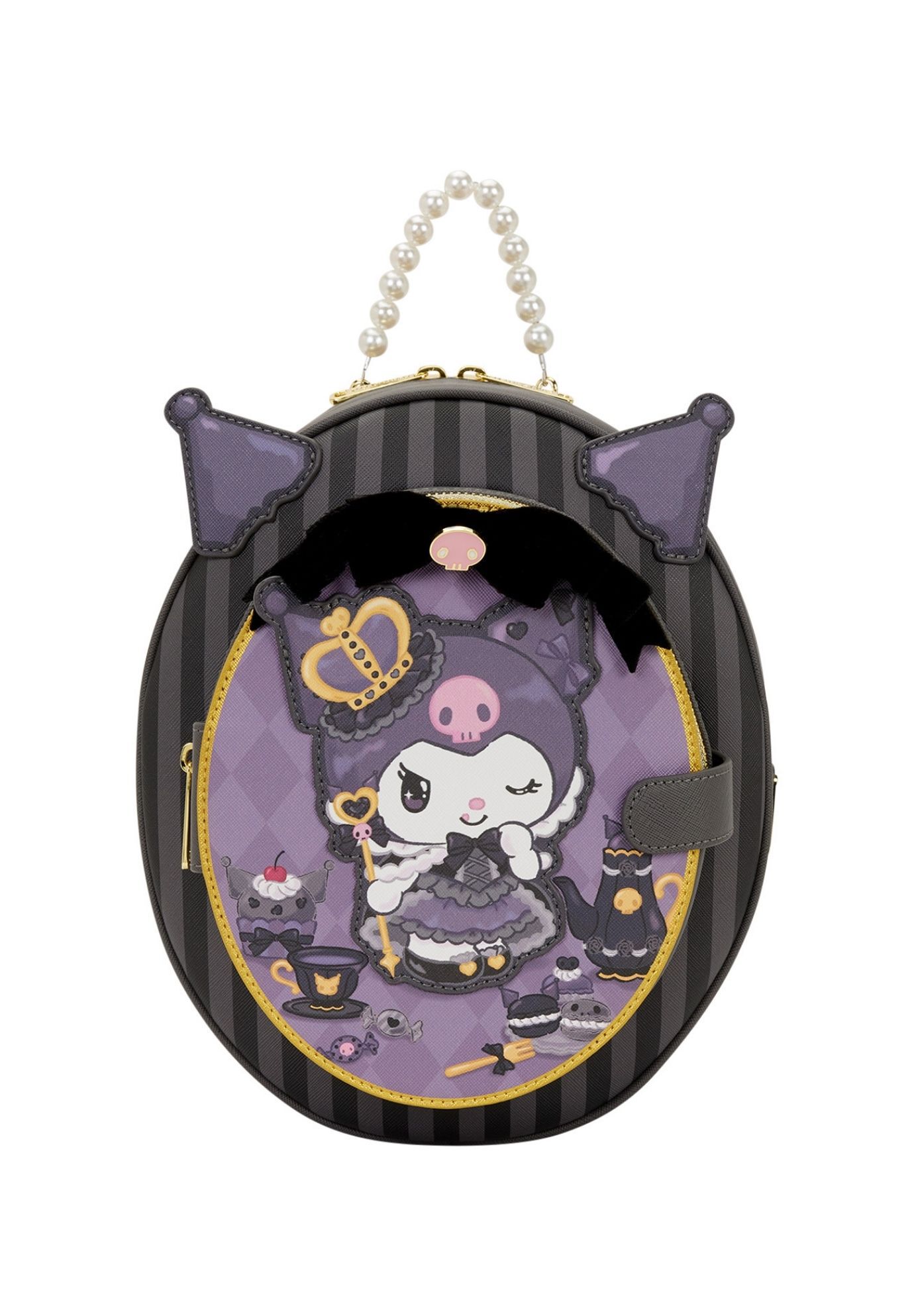 Loungefly x Sanrio Kuromi 20th Anniversary Cameo Mini Backpack, BLACK, hi-res image number 0