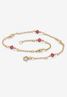 Gold Over Sterling Silver Simulated Birthstone Ankle Bracelet 11 Inches, JULY, hi-res image number null