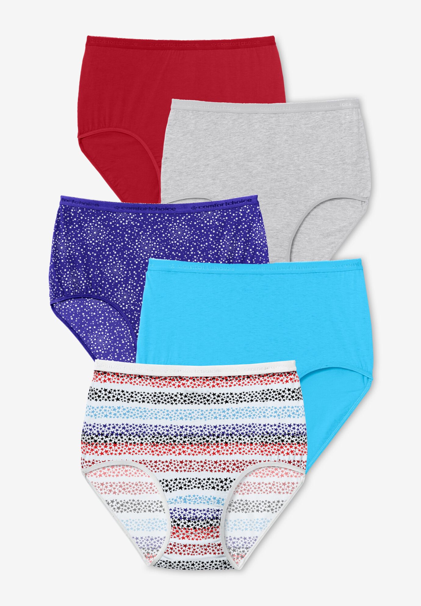5-Pack Tag-free Full Coverage Cotton Brief, STARS AND STRIPES PACK, on-hover image number 1