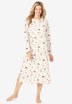 Long-Sleeve Henley Print Sleepshirt
