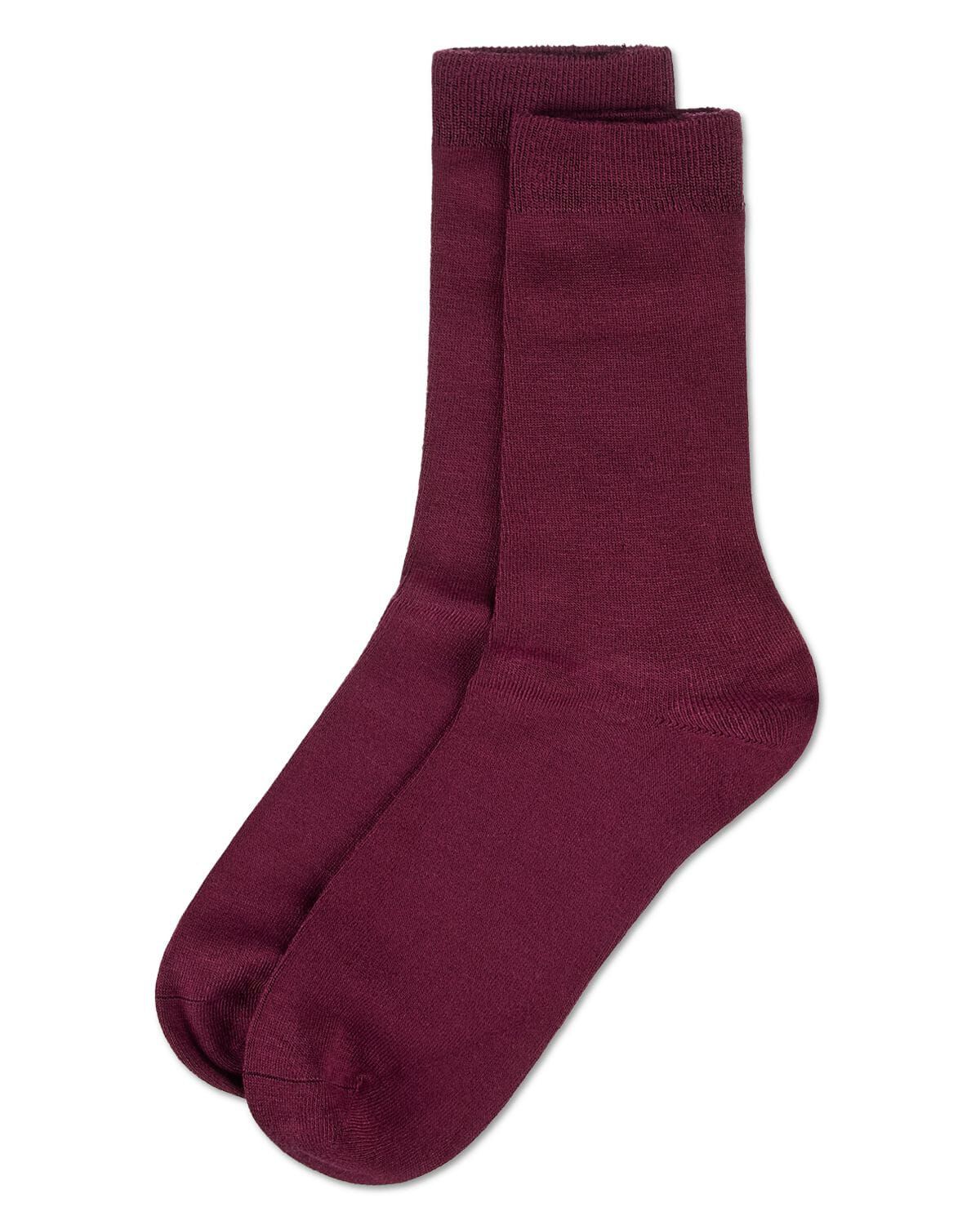 Women's Flat-Knit Bamboo Blend Crew Socks, WINE, alternate image number 1