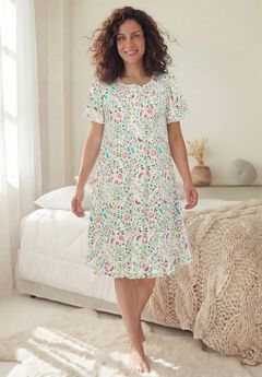 Short Floral Print Cotton Gown
