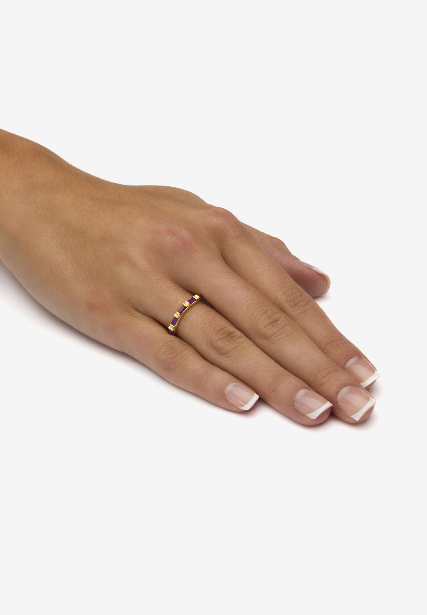 14K Yellow Gold-Plated Birthstone Baguette Eternity Ring, , alternate image number 2