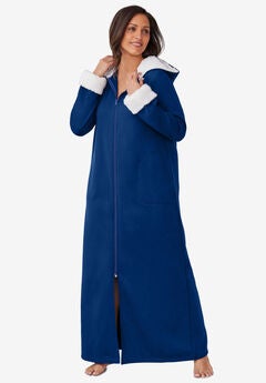 Sherpa-Lined Long Hooded Robe