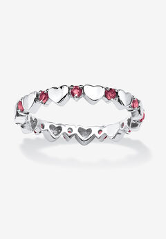 Simulated Birthstone Heart Eternity Ring