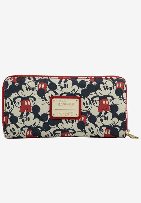 Loungefly x Disney Women's Mickey & Minnie Mouse Zip Around Wallet Navy, MULTI, hi-res image number null
