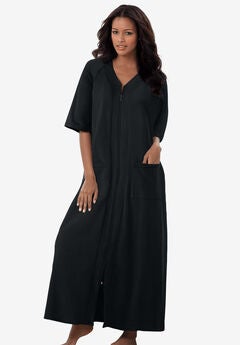 Long French Terry Zip-Front Robe