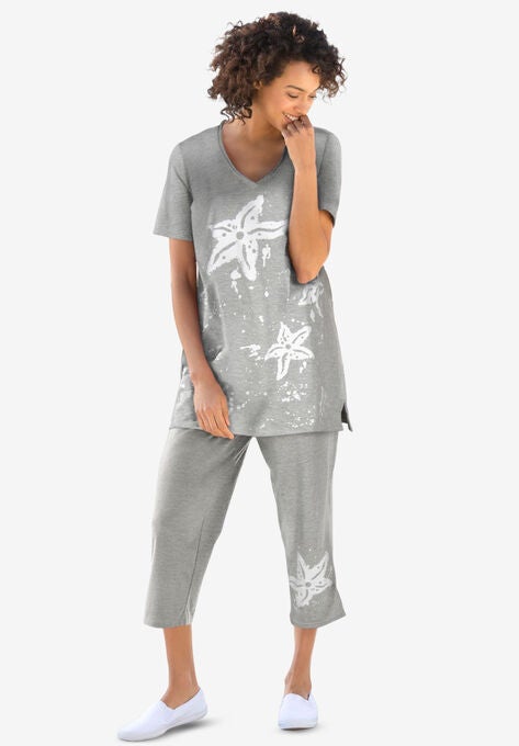 Starfish Tunic and Capri Set, HEATHER GREY STARFISH, hi-res image number null