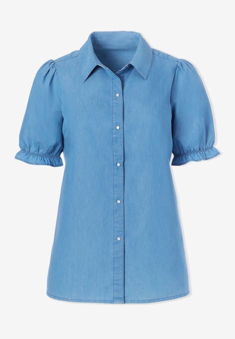 Button Front Denim Shirt, , alternate image number null