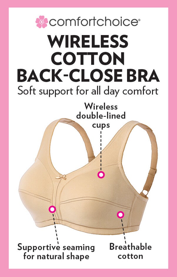 Cotton Back-Close Wireless Bra, , alternate image number null
