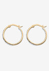 Yellow Gold-Plated Genuine Diamond Hoop Earrings (1/10 Cttw), , on-hover image number null