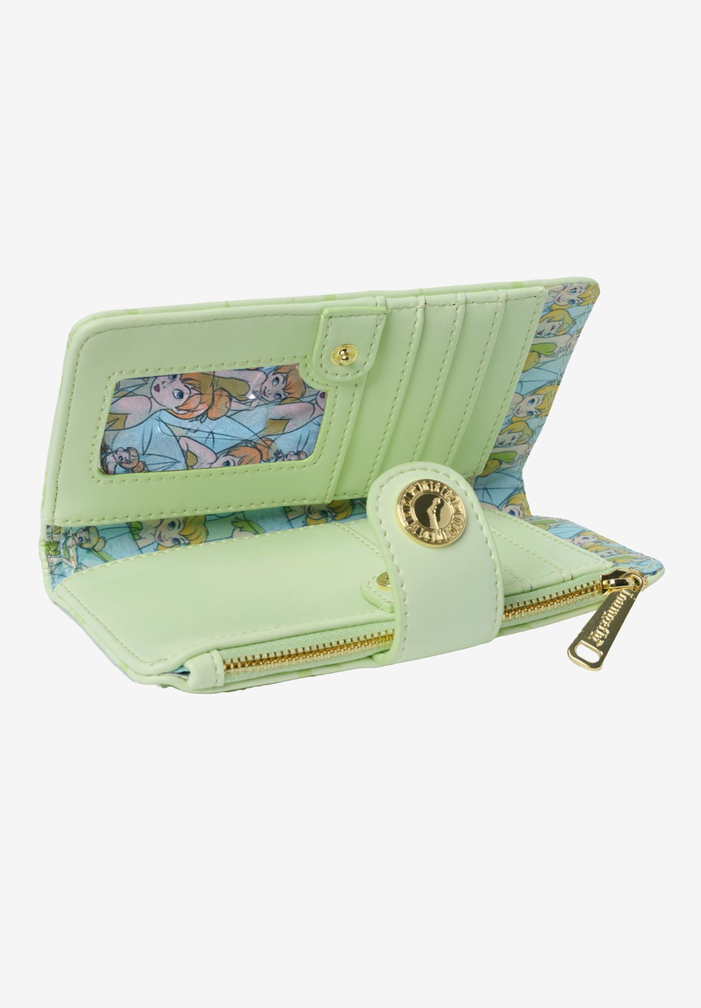 Loungefly x Disney Tinker Bell Snap Wallet Peter Pan Green Debossed, GREEN, alternate image number 2
