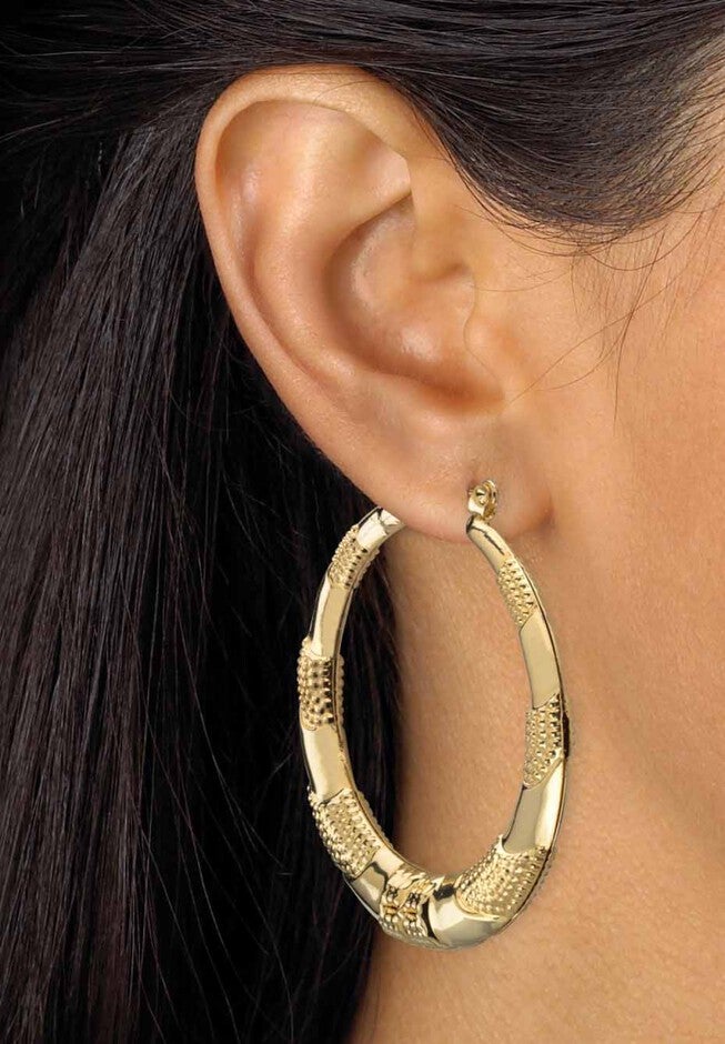 Cubic Zirconia Stud and Hoop Earring Set in Goldtone, , alternate image number null