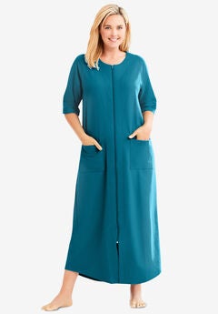 Long French Terry Zip-Front Robe