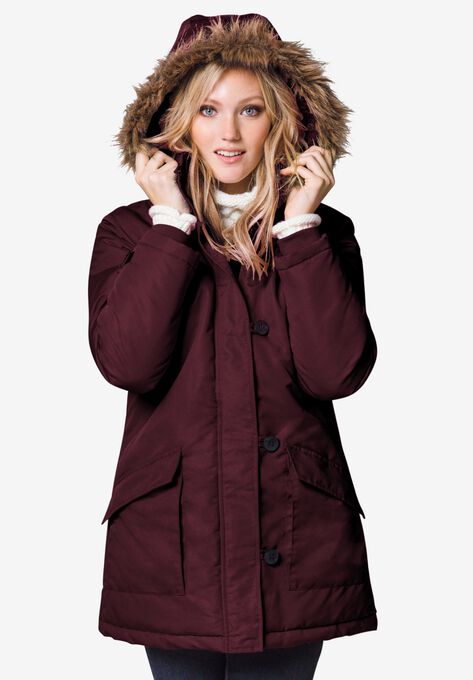 Faux Fur Trim Parka, , alternate image number null