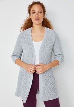 Open Front Waffle Cardigan