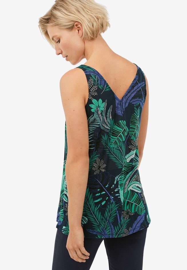 A-Line Tank, BLACK TROPICAL PRINT, on-hover image number null