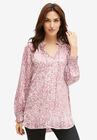 Notch Keyhole Tunic, DUSTY PINK FLORAL, hi-res image number null