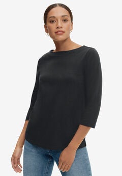 Boatneck Tee With Three-Quarter Sleeves