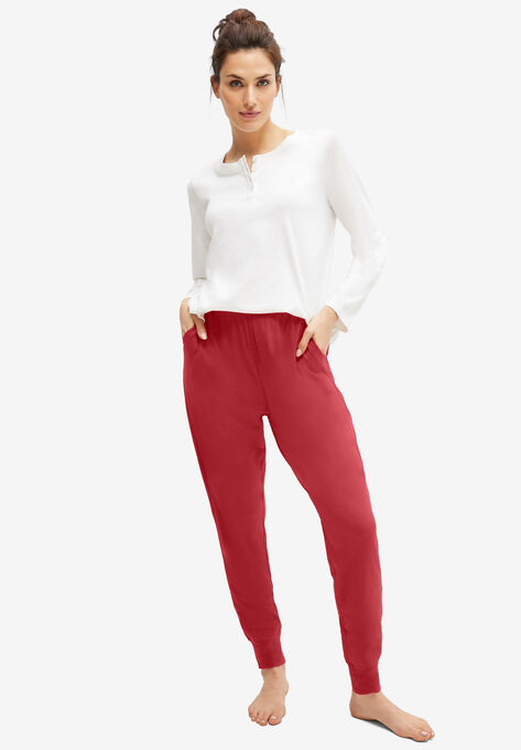 Knit Jogger Sleep Pants, CHILI RED, hi-res image number null