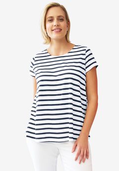 Cotton Jersey Slub Cap Sleeve Trapeze Tee