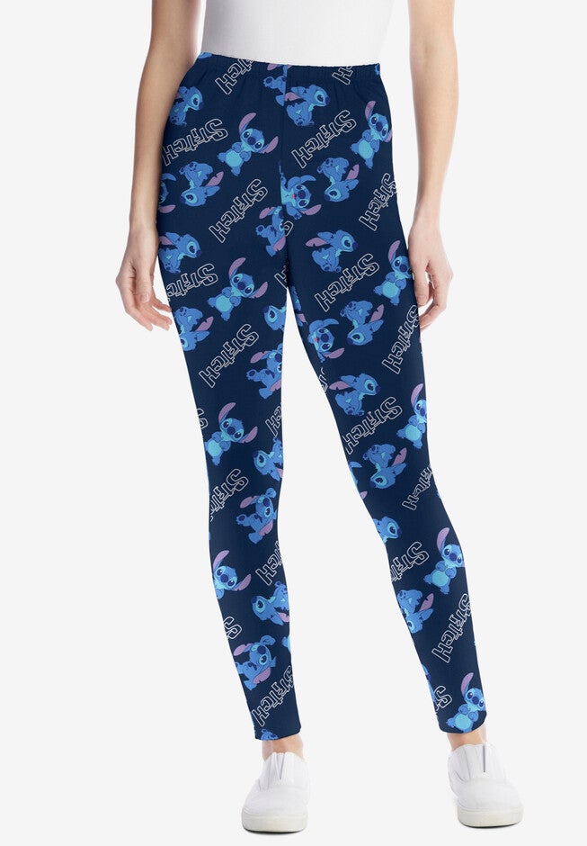 Disney Women's Navy Leggings Stitch All Over Print, NAVY ALLOVER STITCH, hi-res image number 0