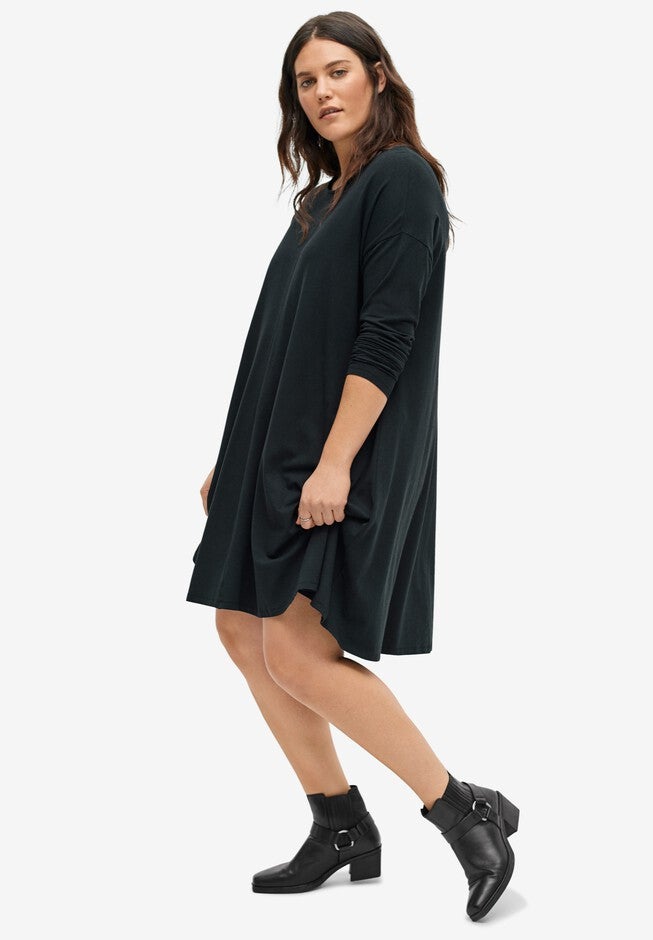 Knit Trapeze Dress, BLACK, hi-res image number null