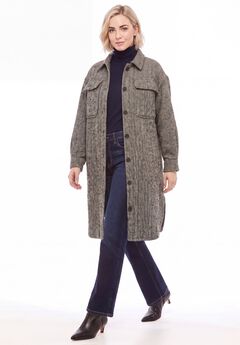 Button Front Long Shirt Jacket
