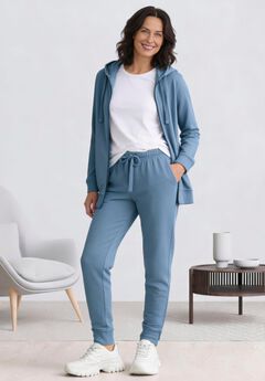 Ellos Studio French Terry Long Sleeve Zip-Front Tunic Hoodie